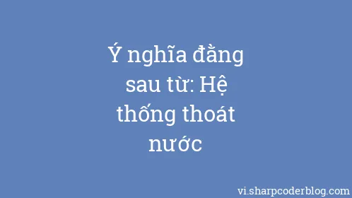 Ý nghĩa đằng sau từ: Hệ thống thoát nước - Thumbnail