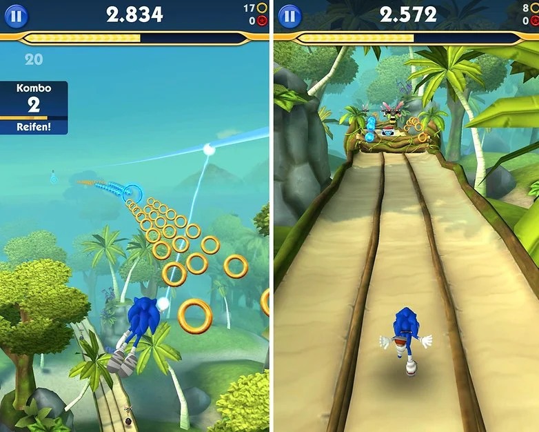 Game Sonic chạy vô tận trên Android.